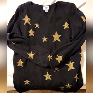 Old navy, size xl, black with gold stars sweater
